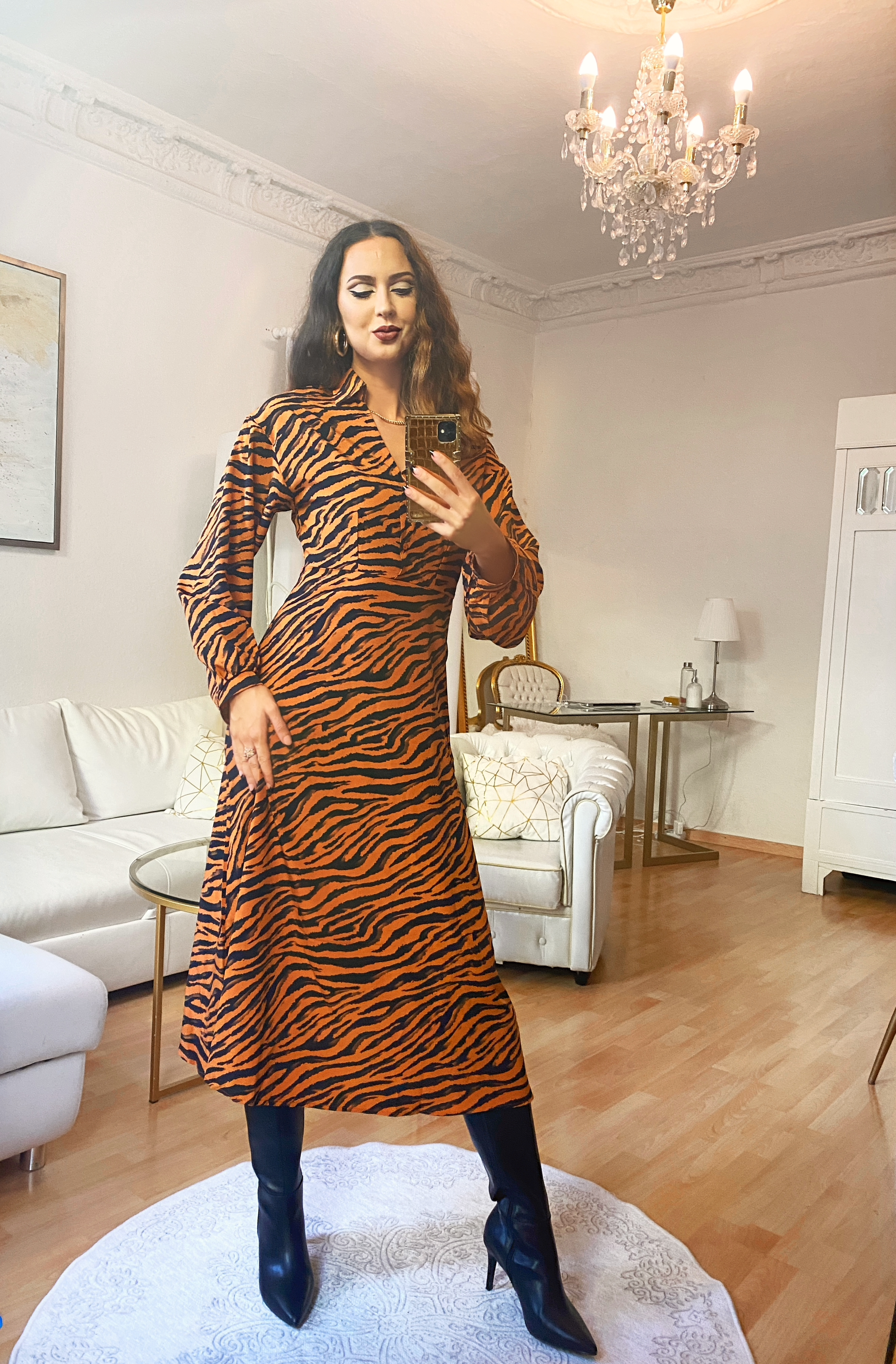 Elegant Halloween Outfit – Tiger Print Dress