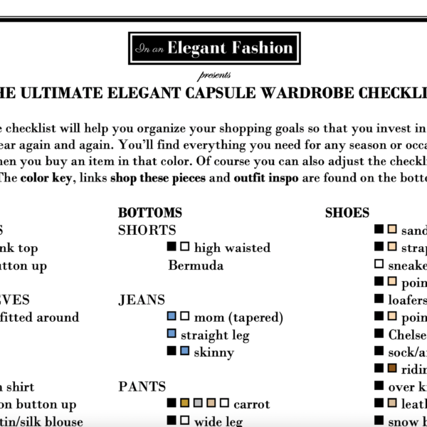 Elegant Capsule Wardrobe Checklist