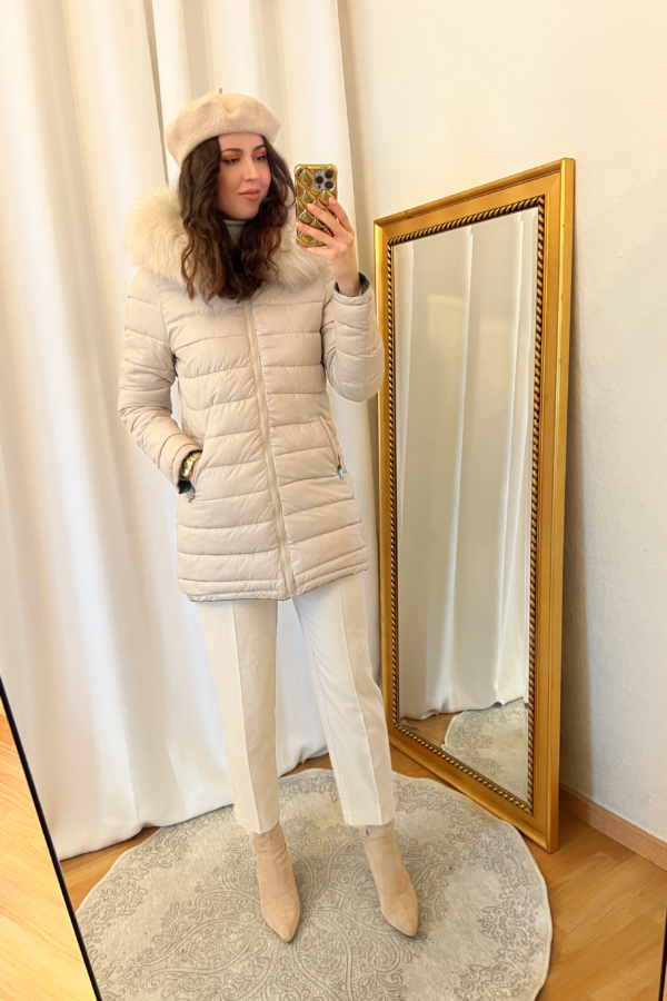 Light Beige Puffer Coat Outfit