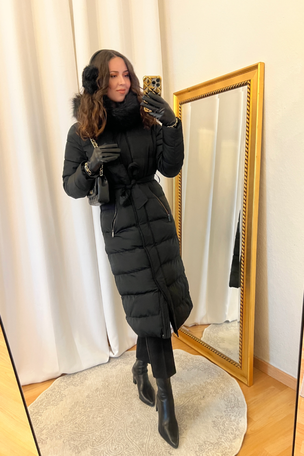 Long Black Puffer Coat Outfit