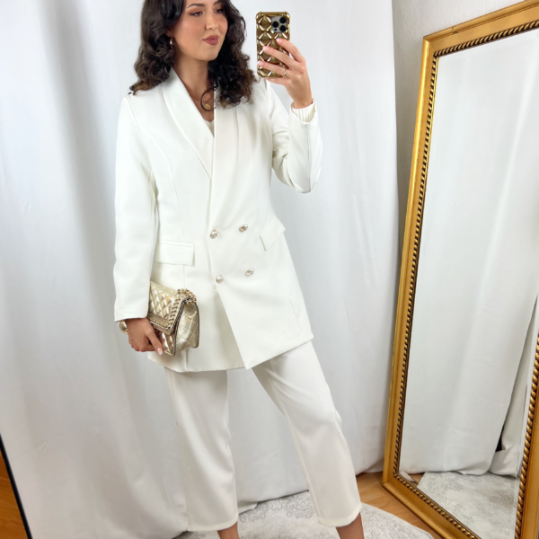 White Blazer and Pants Suit Outfit