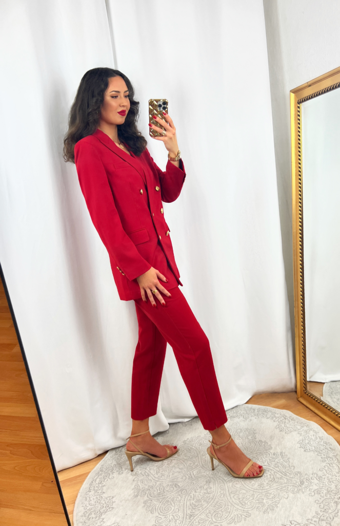 red suit outfit
