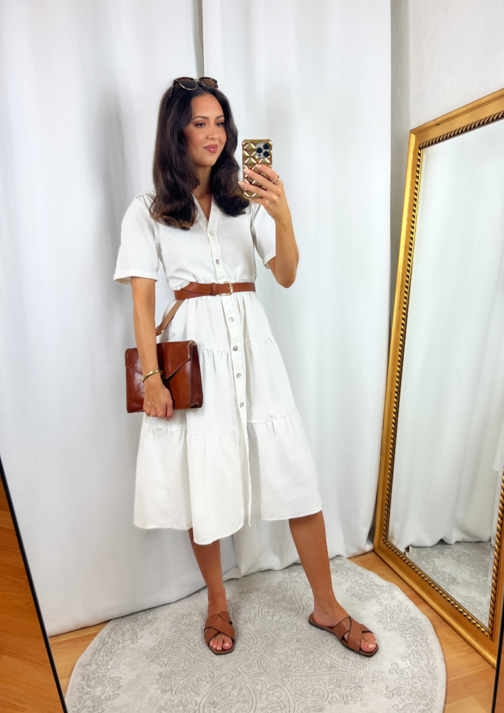 White Short Sleeve Dress Outfit with Ruffle Hem – IN AN ELEGANT FASHION