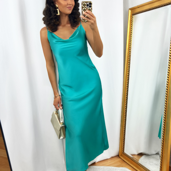 Turquoise Slip Dress Outfit