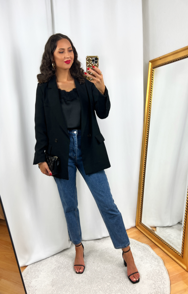 Black Blazer and Jeans Outfit
