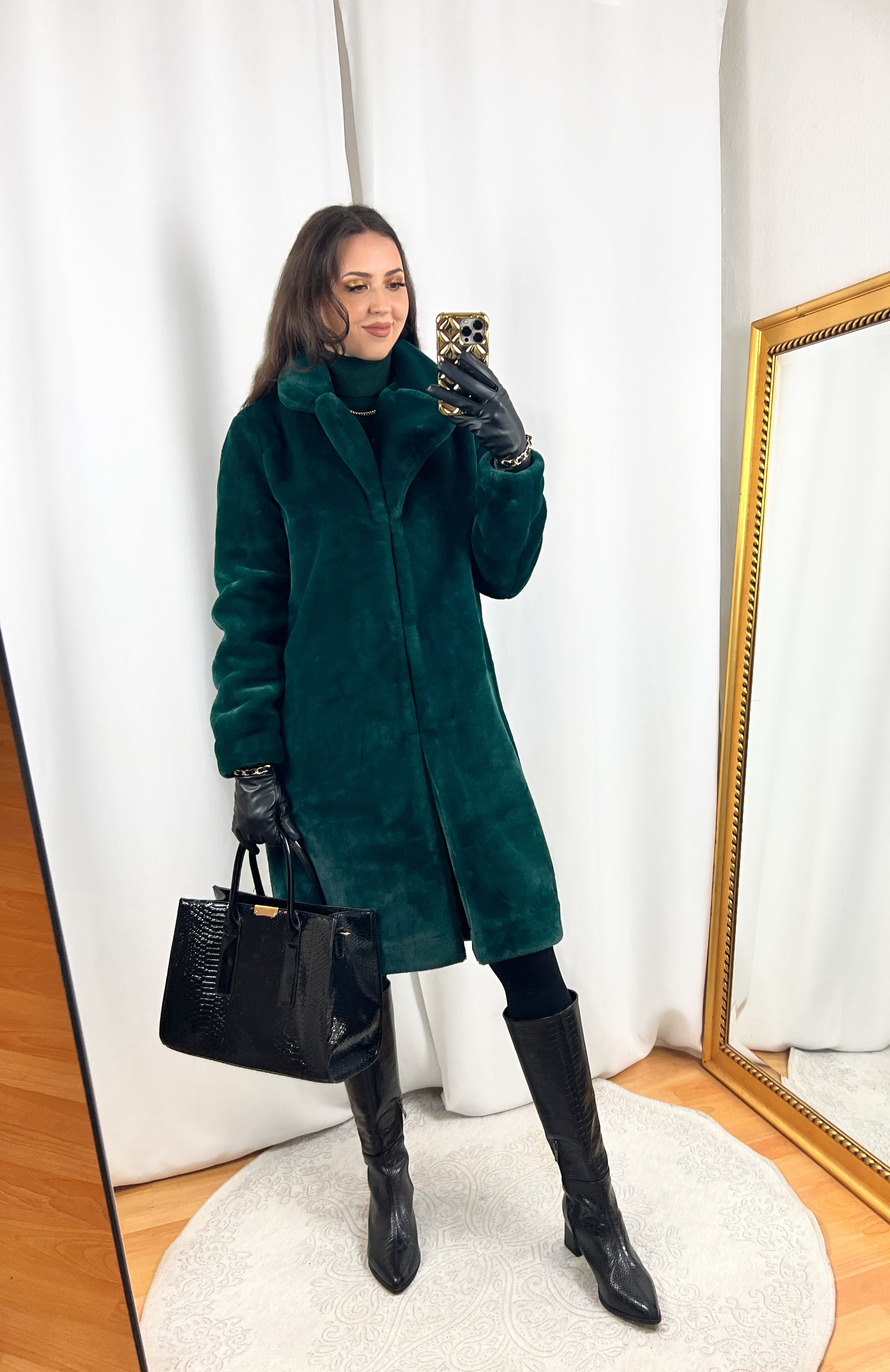 Green Fur Coat Outfit