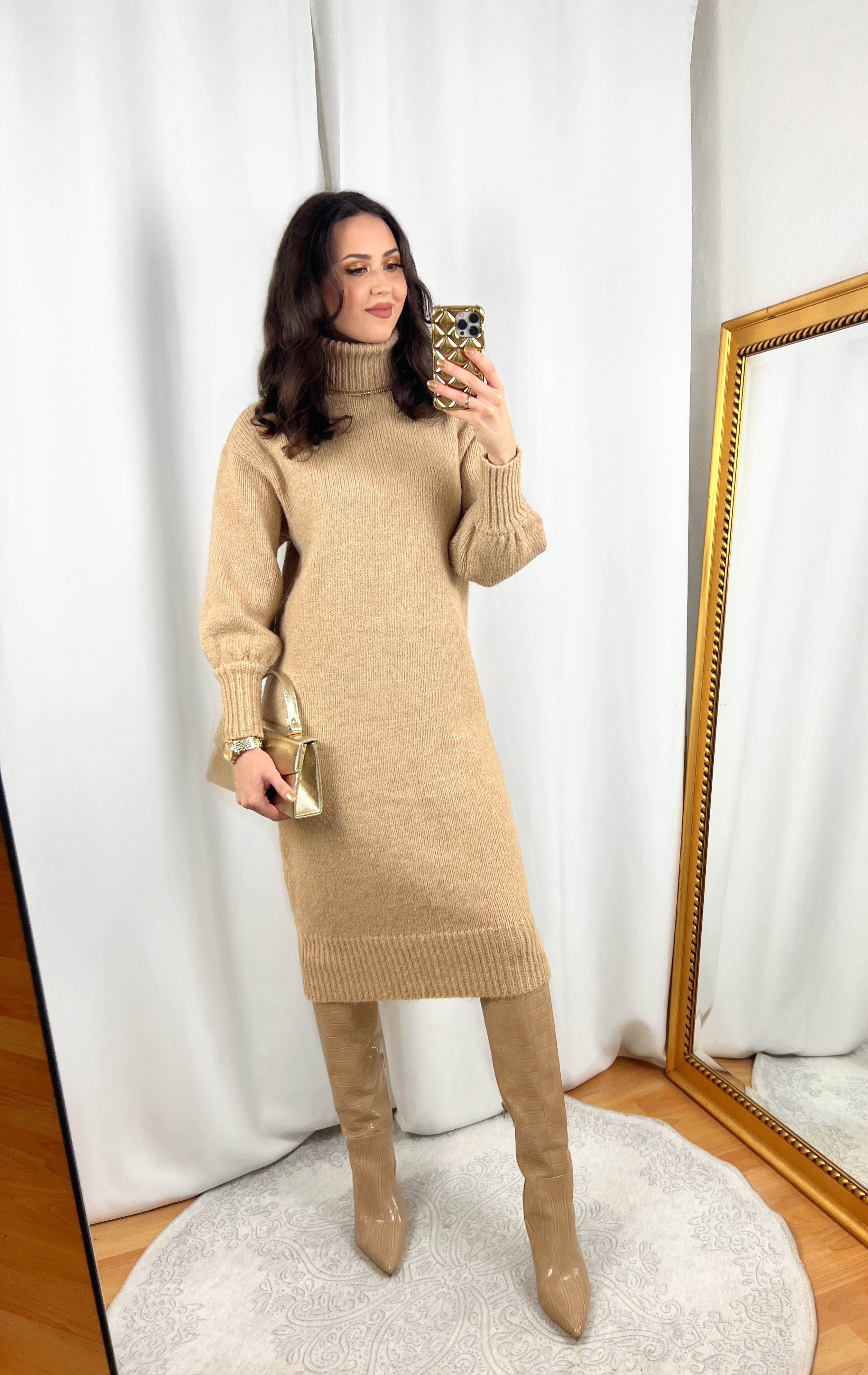 Beige Sweater Dress Outfit