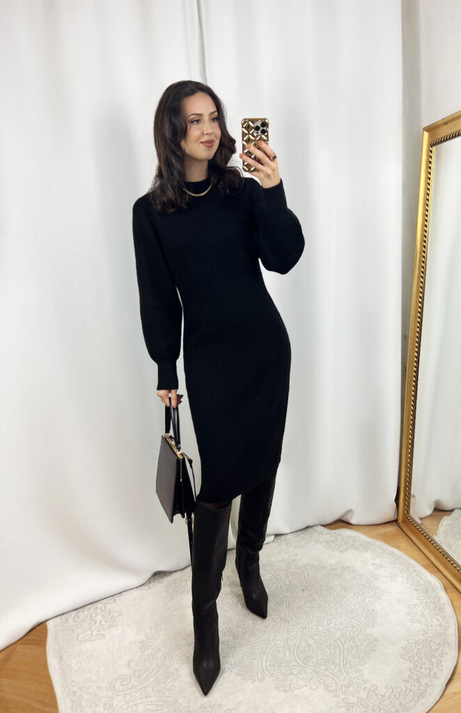 Elegant Black Sweater Dress Outfit