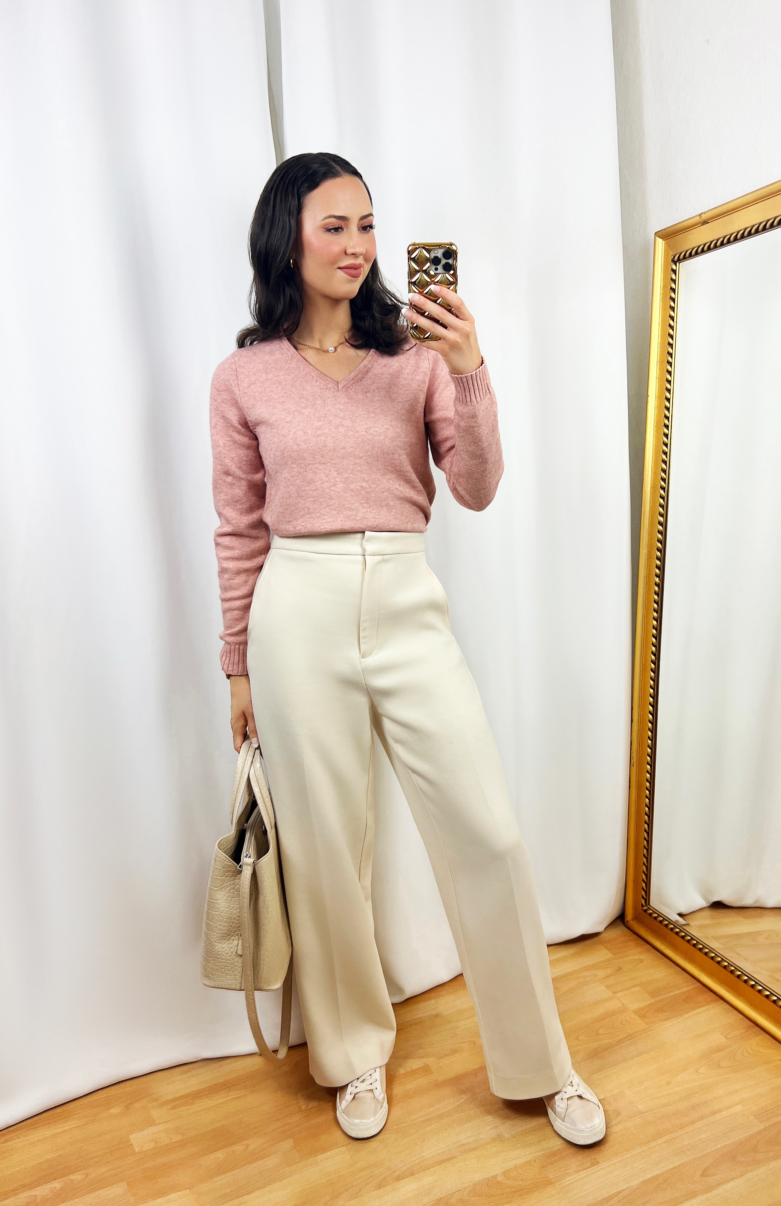 Dusty Peach Sweater Outfit